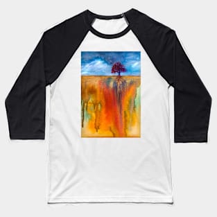 Watercolor abstract landscape and single tree Baseball T-Shirt